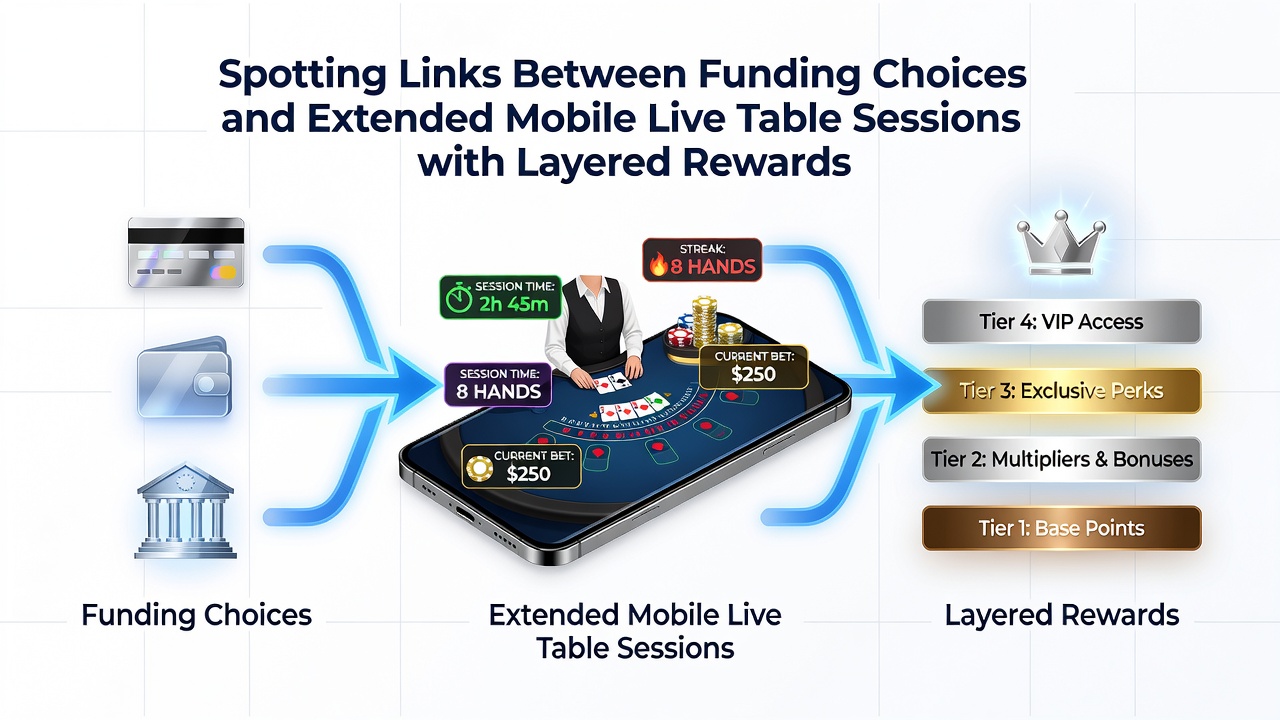 Mobile Live-Tisch-Session mit gestaffelten Belohnungen und Zahlungsoptionen